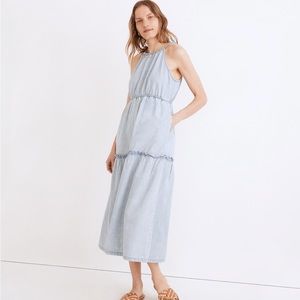 Madewell denim tiered midi dress - NWOT